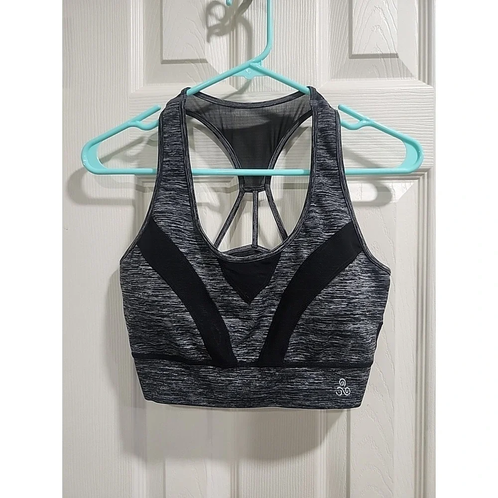 Soho Sport Women's Purple Black Racerback Sports Bra Size L Pullover Wireless‎